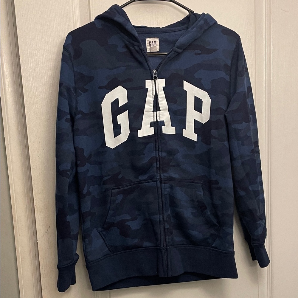 GAP Kids Navy Camo Zip-Up Hoodie